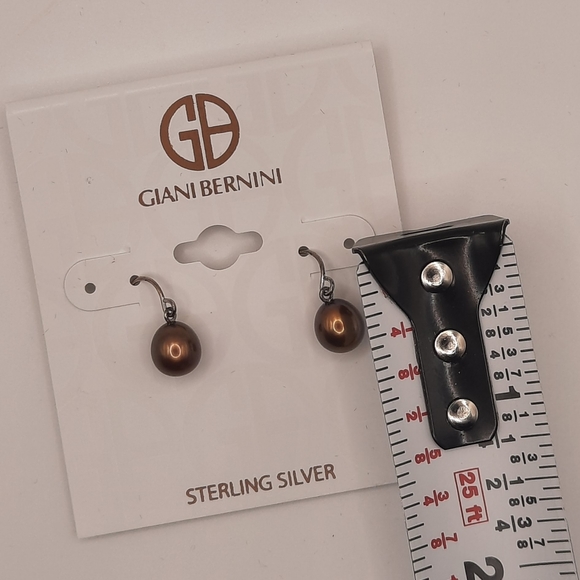 GIANI BERNINI Silver Brown Pearl Drop Earrings - Picture 5 of 5